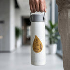 Ergonomic design of glass water bottle with phone stand
