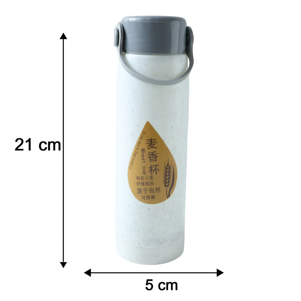 Size comparison of glass water bottle with phone holder