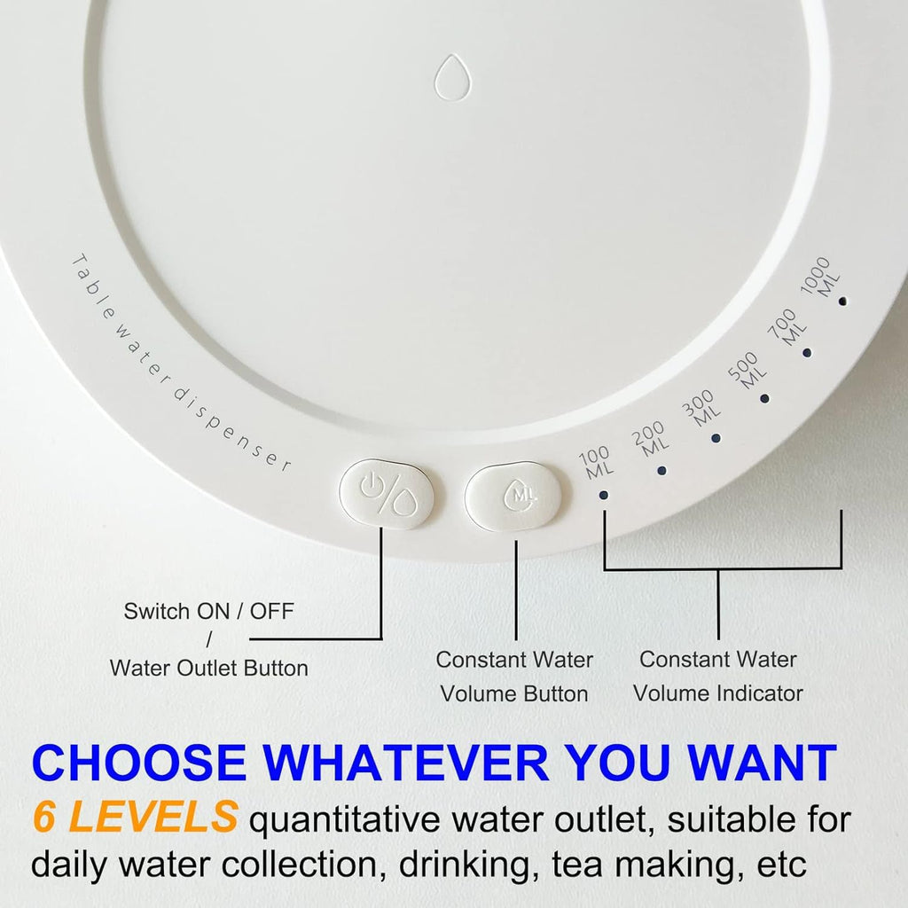 Another side angle of the elegant automatic water dispenser, emphasizing its slim profile.