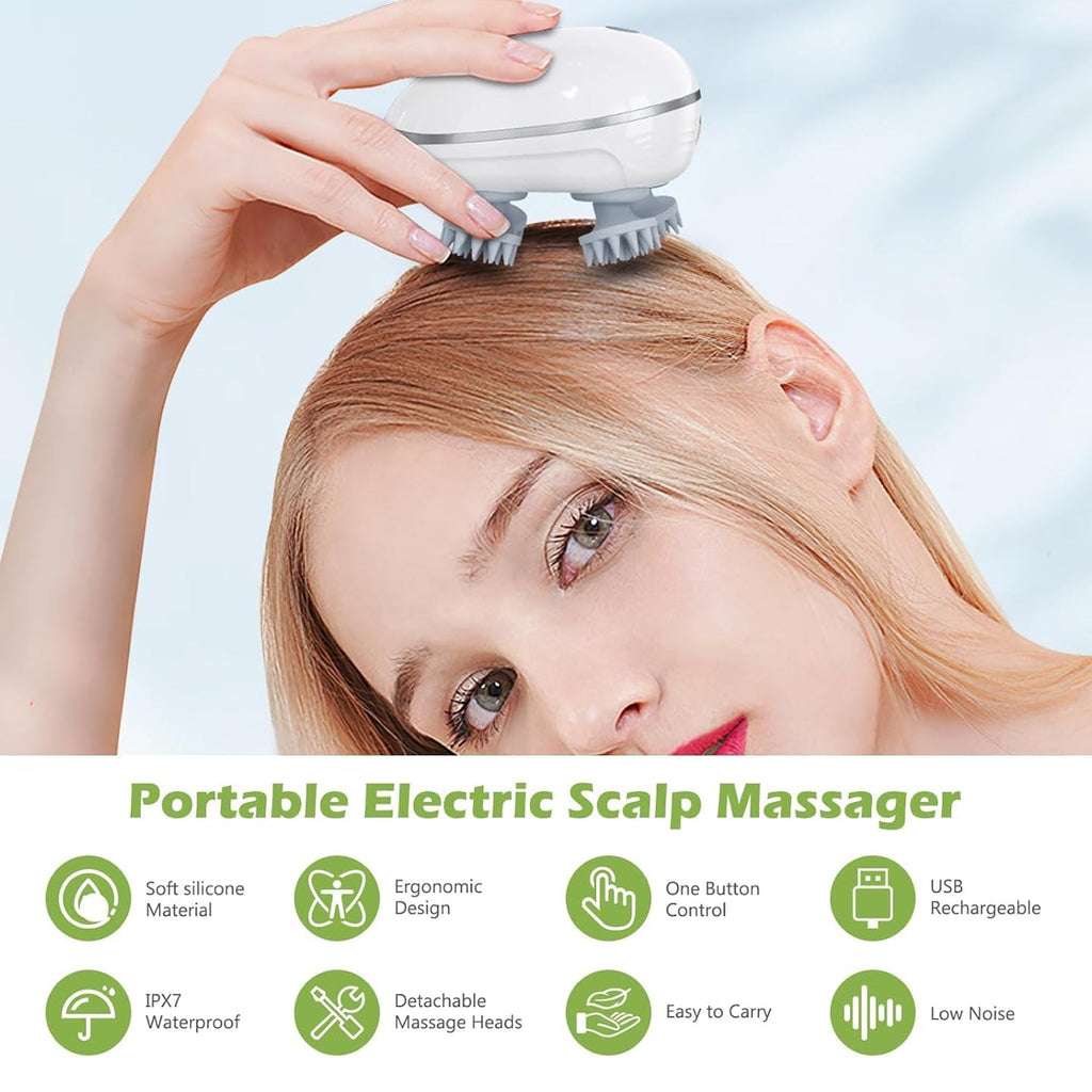 Electric scalp massager displaying adjustable speed settings