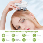 Electric scalp massager displaying adjustable speed settings