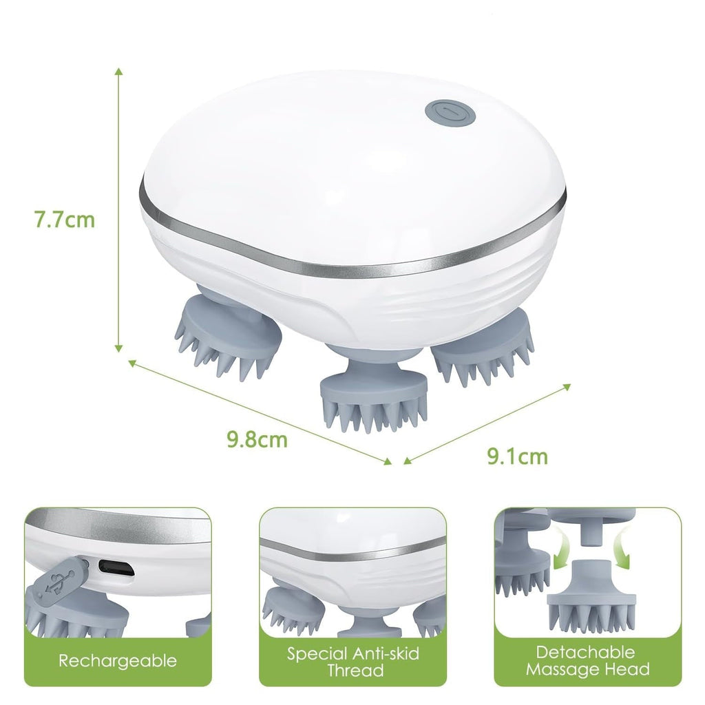 Size comparison of portable electric scalp massager held in hand