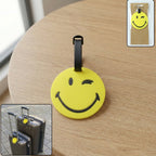 Bright smiley face luggage tag for easy identification