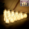 Set of 24 LED tealight candles with transparent glass holders