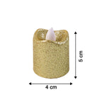 Size comparison of LED tealight candles with glitter finish