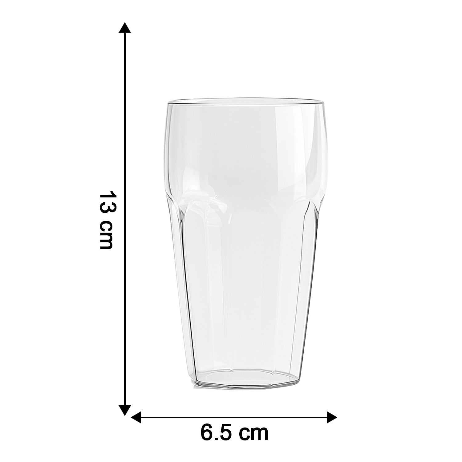 Size comparison of the transparent smoothie glass tumbler with 300ml capacity
