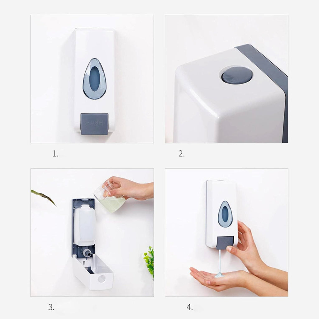 Detailed view showcasing the refill window of the wall mounted soap dispenser.