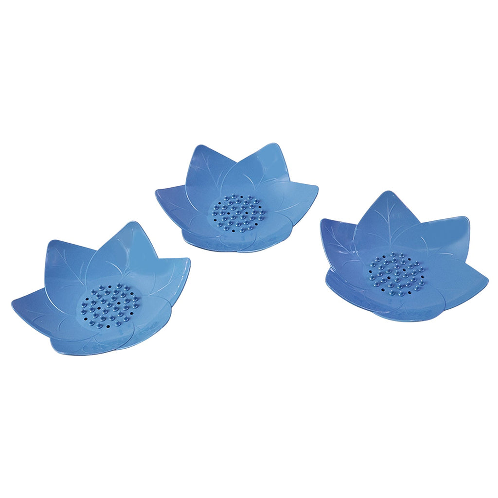 Soap plate set with fast drain lotus blossom design