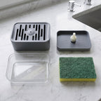 Reusable plastic soap dispenser with sponge holder