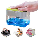 Front view of the 2-in-1 soap dispenser with an empty sponge caddy, showcasing its sleek design.