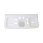 Collection of versatile plastic soap dishes in various bathroom and kitchen settings.