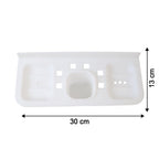 Modern plastic soap dish providing a clean and organized solution for kitchen sinks.