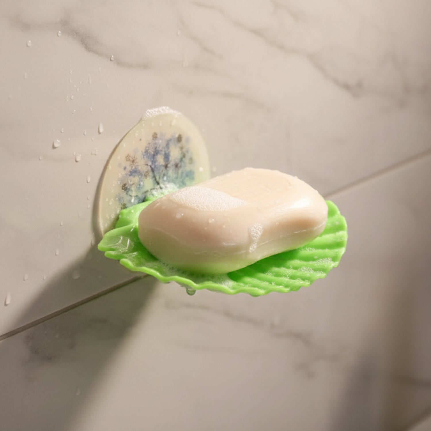 Self-adhesive wall soap tray keeping soap dry and organized