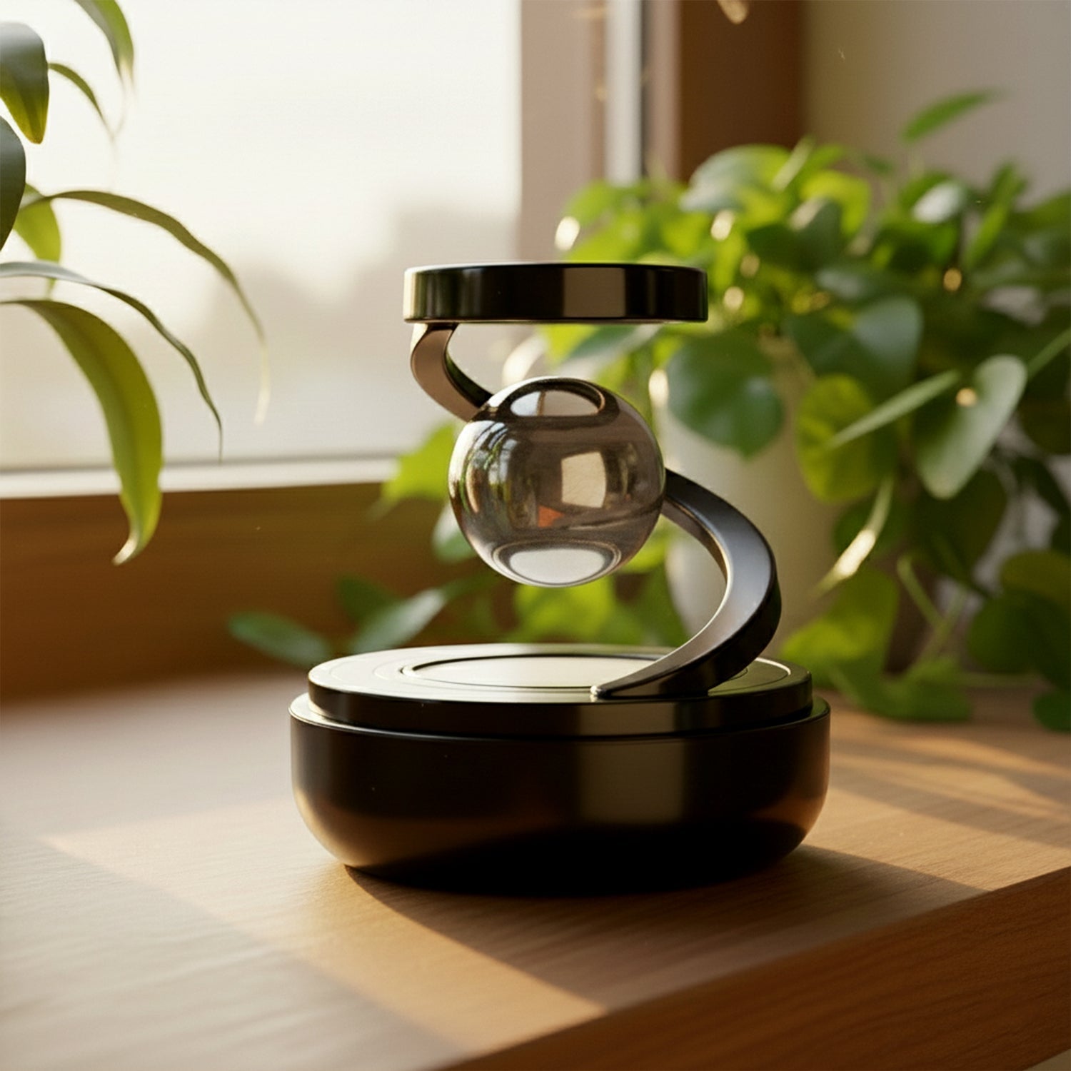 Spinning solar car air freshener orb designed like galaxy