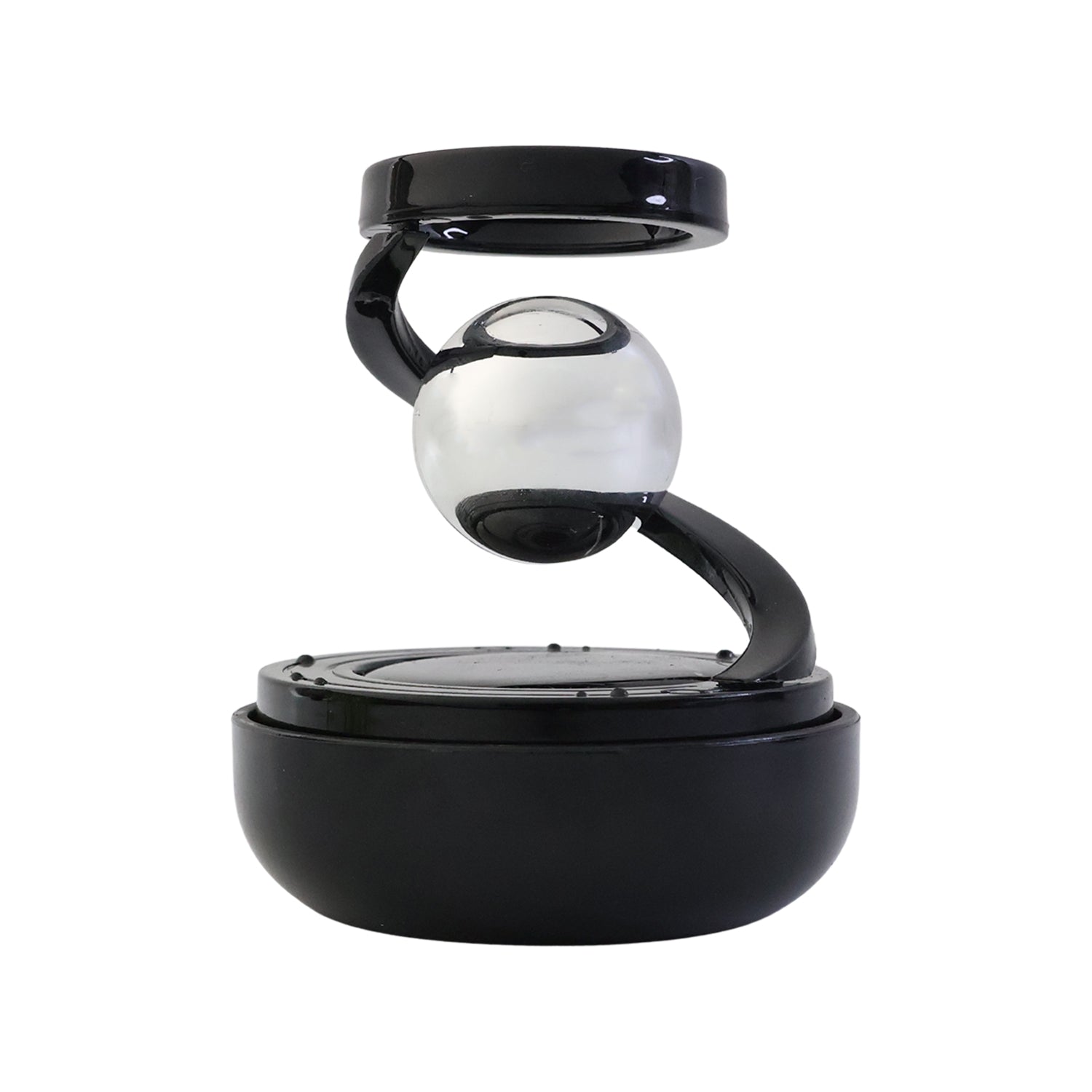 Car dashboard ornament solar rotating air freshener in metallic orb design
