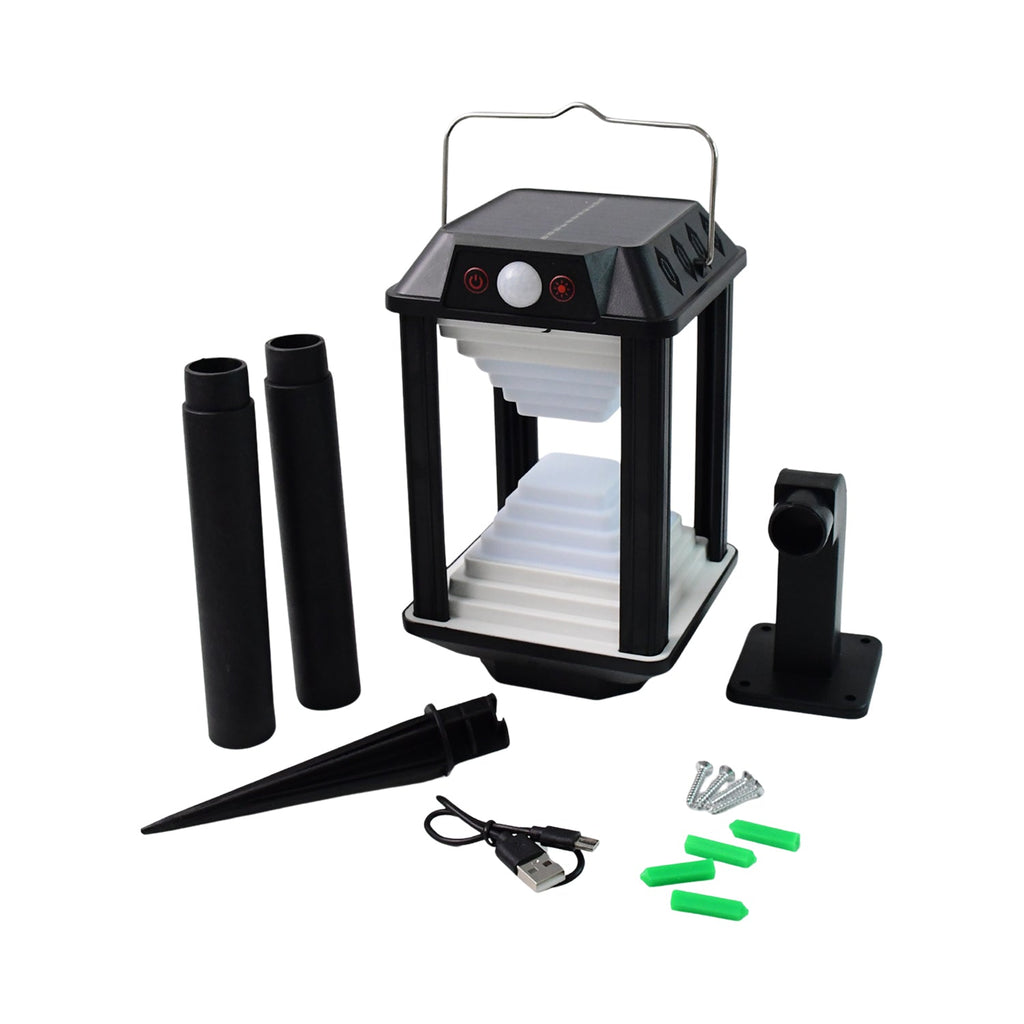 Motion sensor solar powered LED wall lamp installed on exterior wall