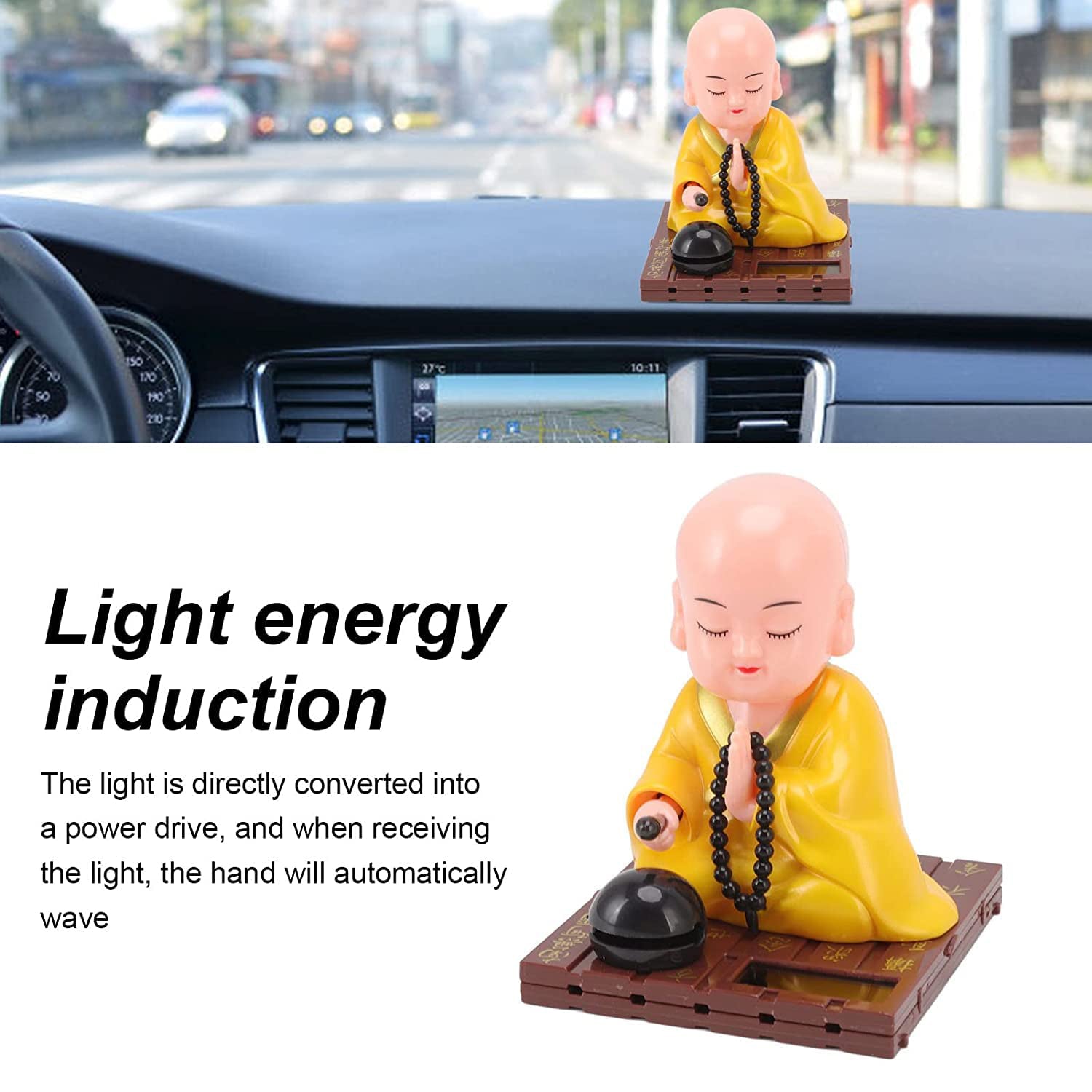Meditation pose Buddha statue with solar activated gentle movement