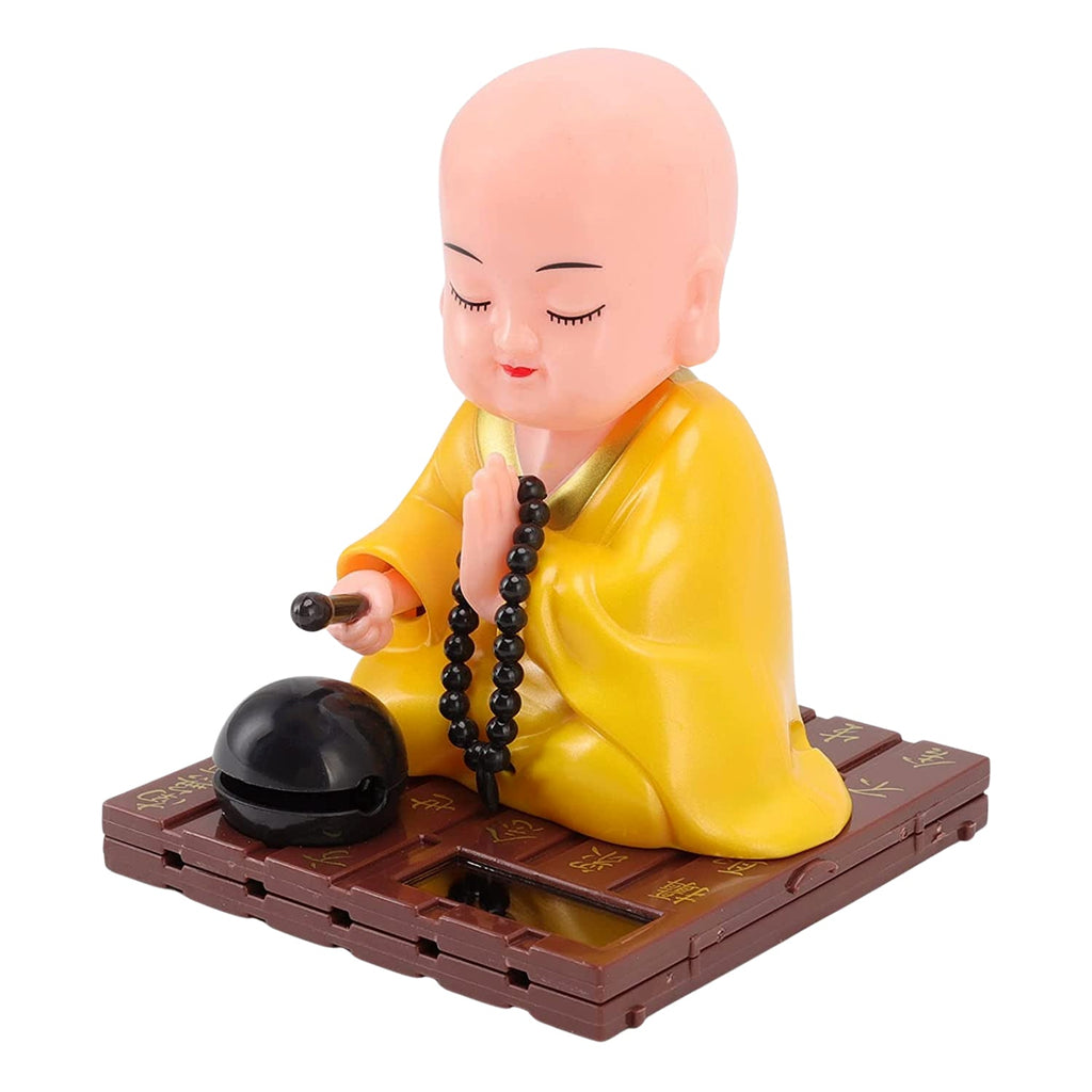 Yellow Buddha statue ideal for office and car dashboard decor