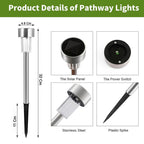 Garden solar LED lights with stainless steel frames for outdoor use
