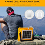Portable solar LED flood light with adjustable stand and wide coverage