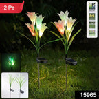 Solar garden flower light with ground stake easy installation in garden soil