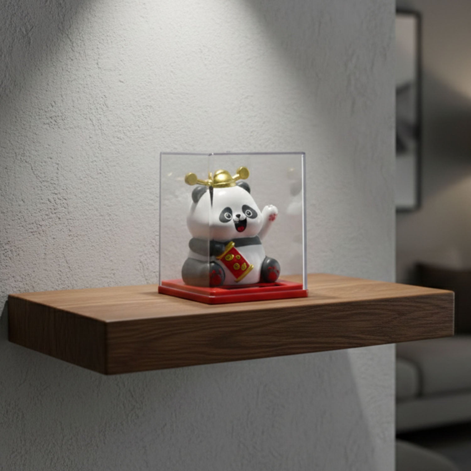 Solar energy panda figurine with detailed design