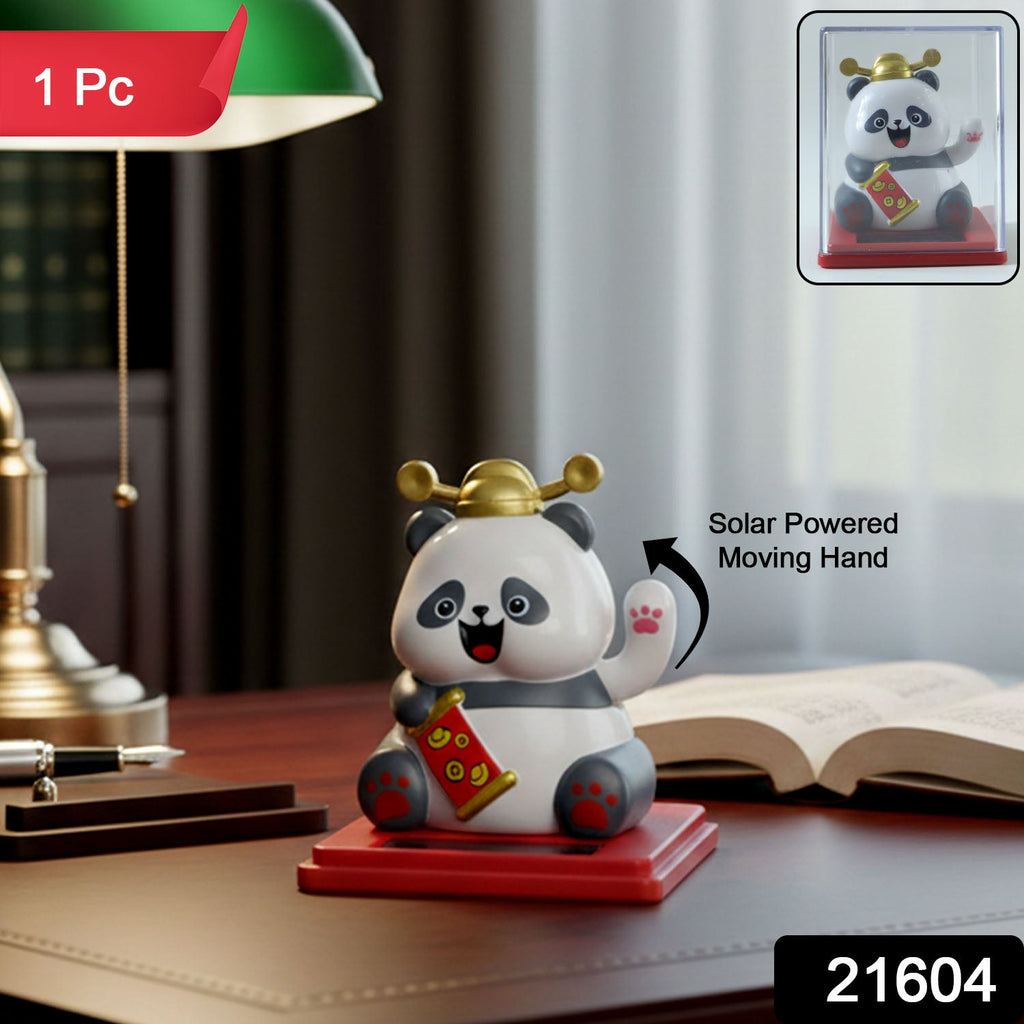 Cute waving panda solar toy showing hand motion