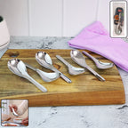 Apex Stainless Steel Soup Spoon Set with polished mirror finish, elegant for dining.