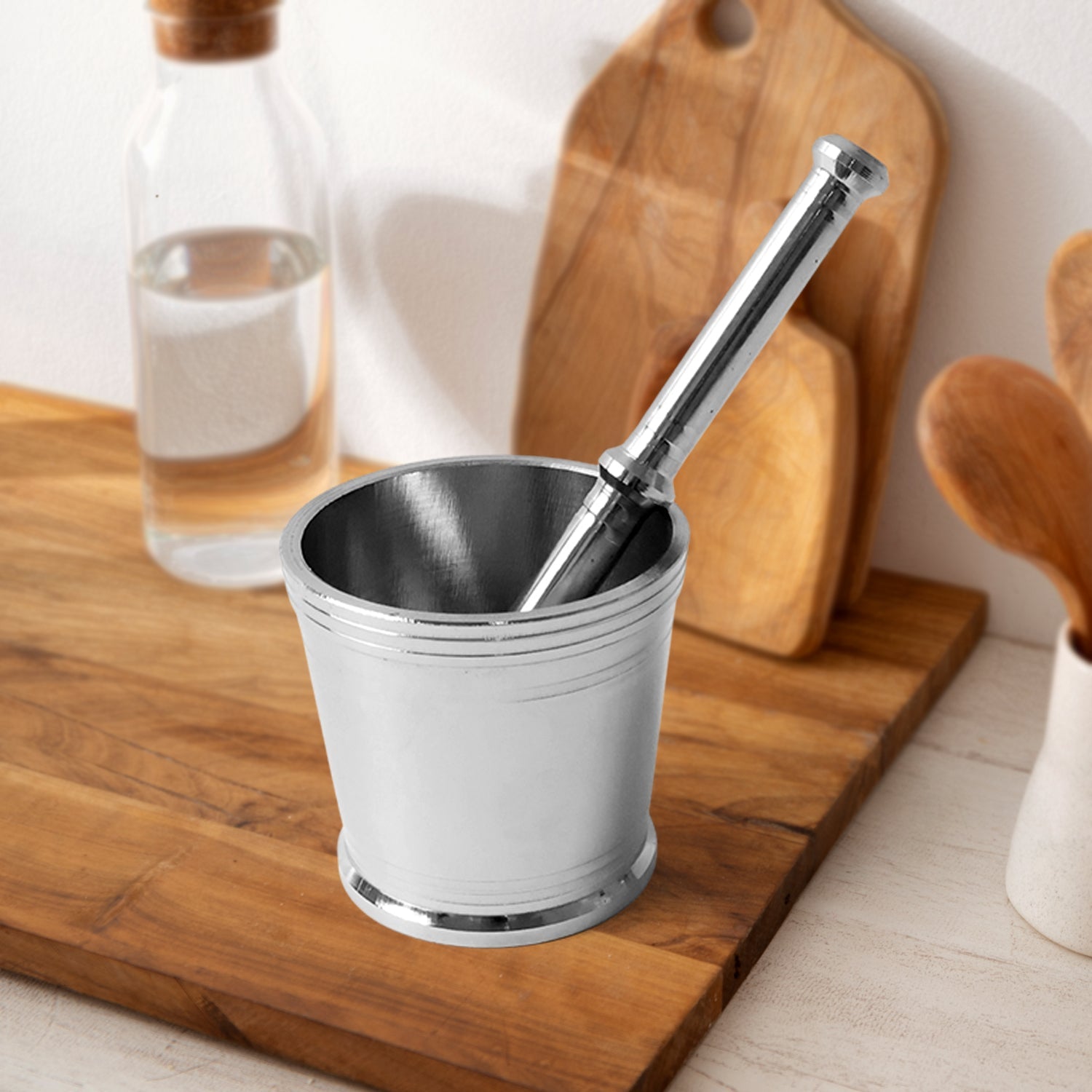 Kitchen spice grinder set with stainless steel mortar and pestle