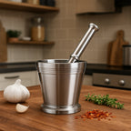 Stainless steel mortar and pestle set for efficient spice grinding