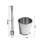 Manual spice grinder pestle and mortar set in stainless steel