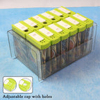 Classic transparent spice organizer set neatly arranged for kitchen counter