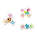 Baby toy pack with suction-based sensory spinner toys for infants and toddlers