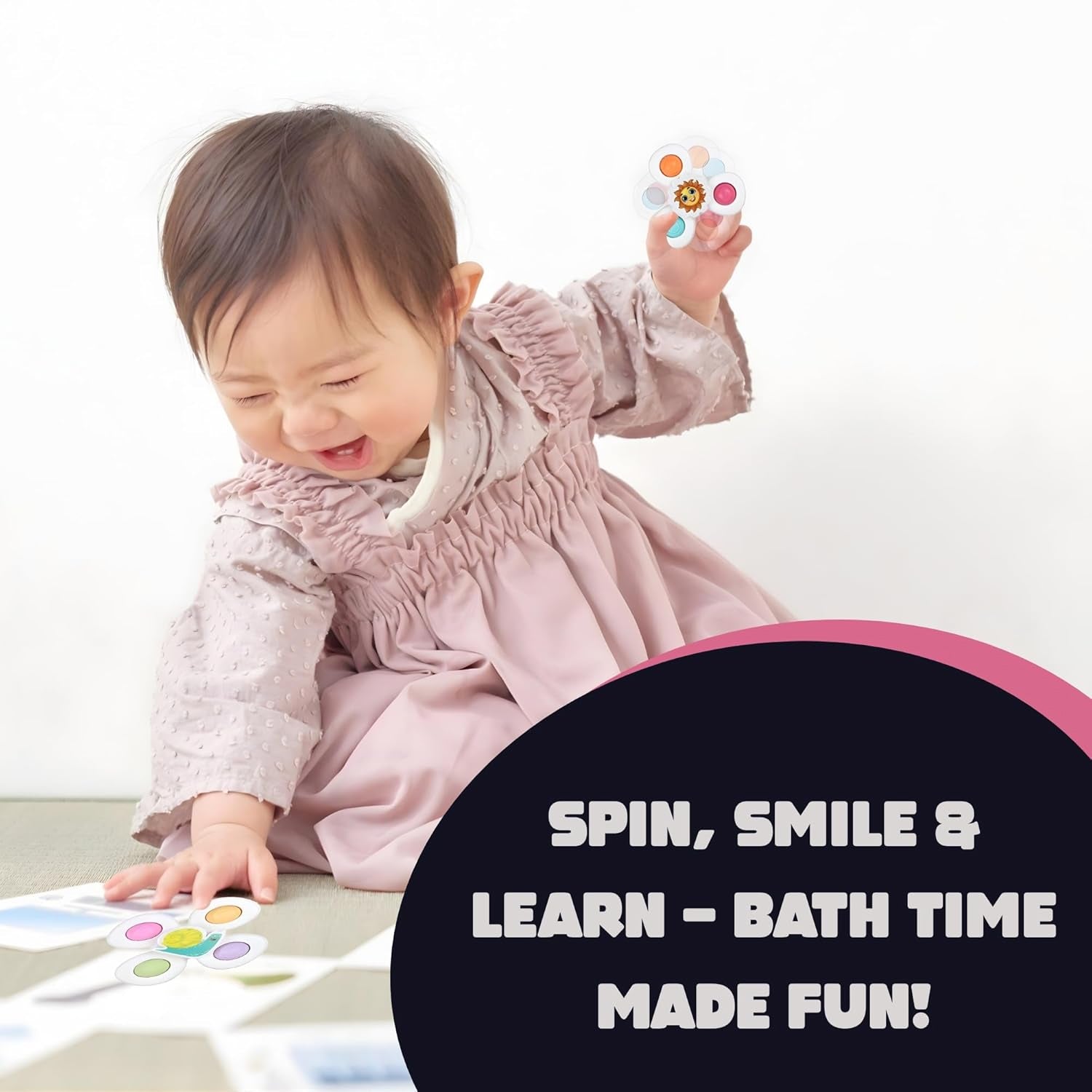Baby spinners toy set featuring suction spin toys designed for early learning