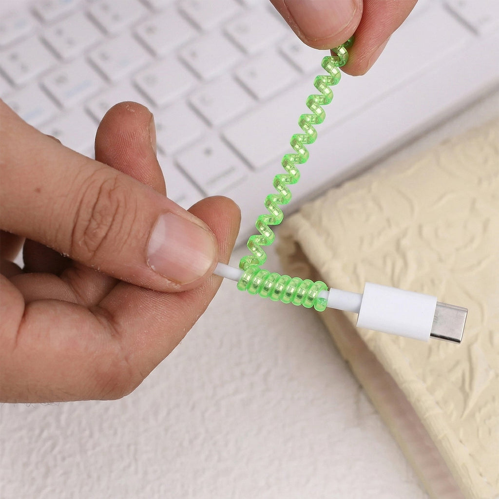 Flexible cable protector sleeve fitted on charger cable to prevent damage