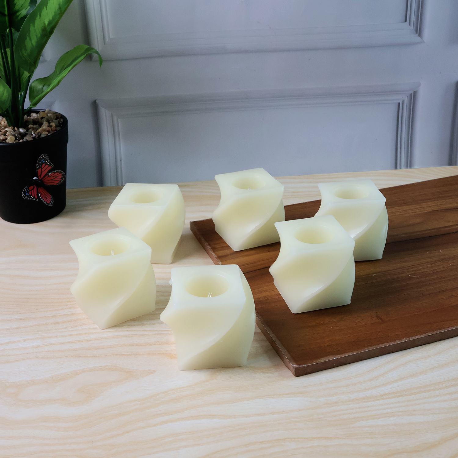 Arrangement of Square LED Flameless Candles creating ambient lighting