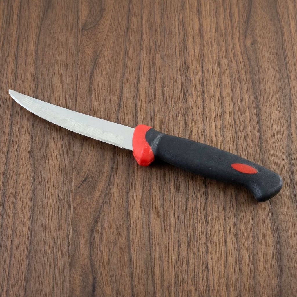 Utility knife showing blade and ergonomic handle for comfortable grip
