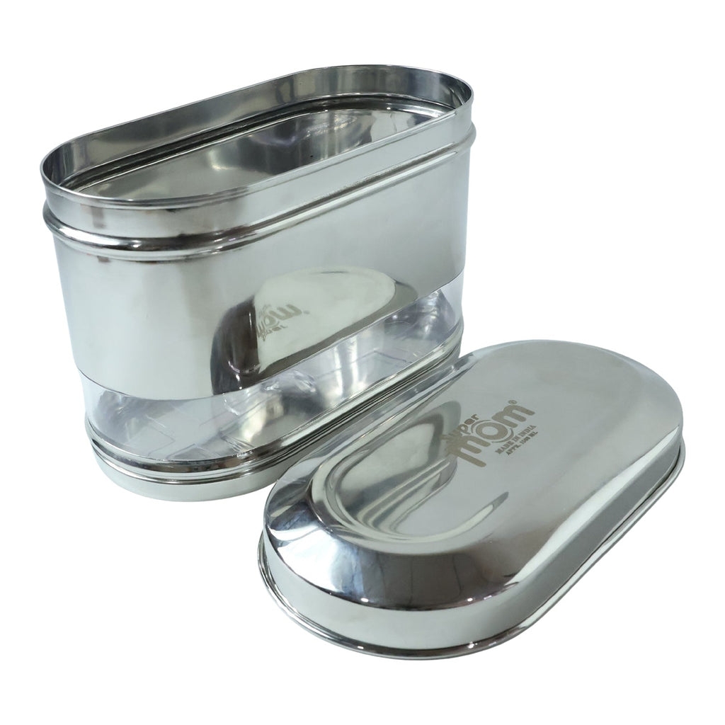 Stainless steel modular oval canister for pantry storage