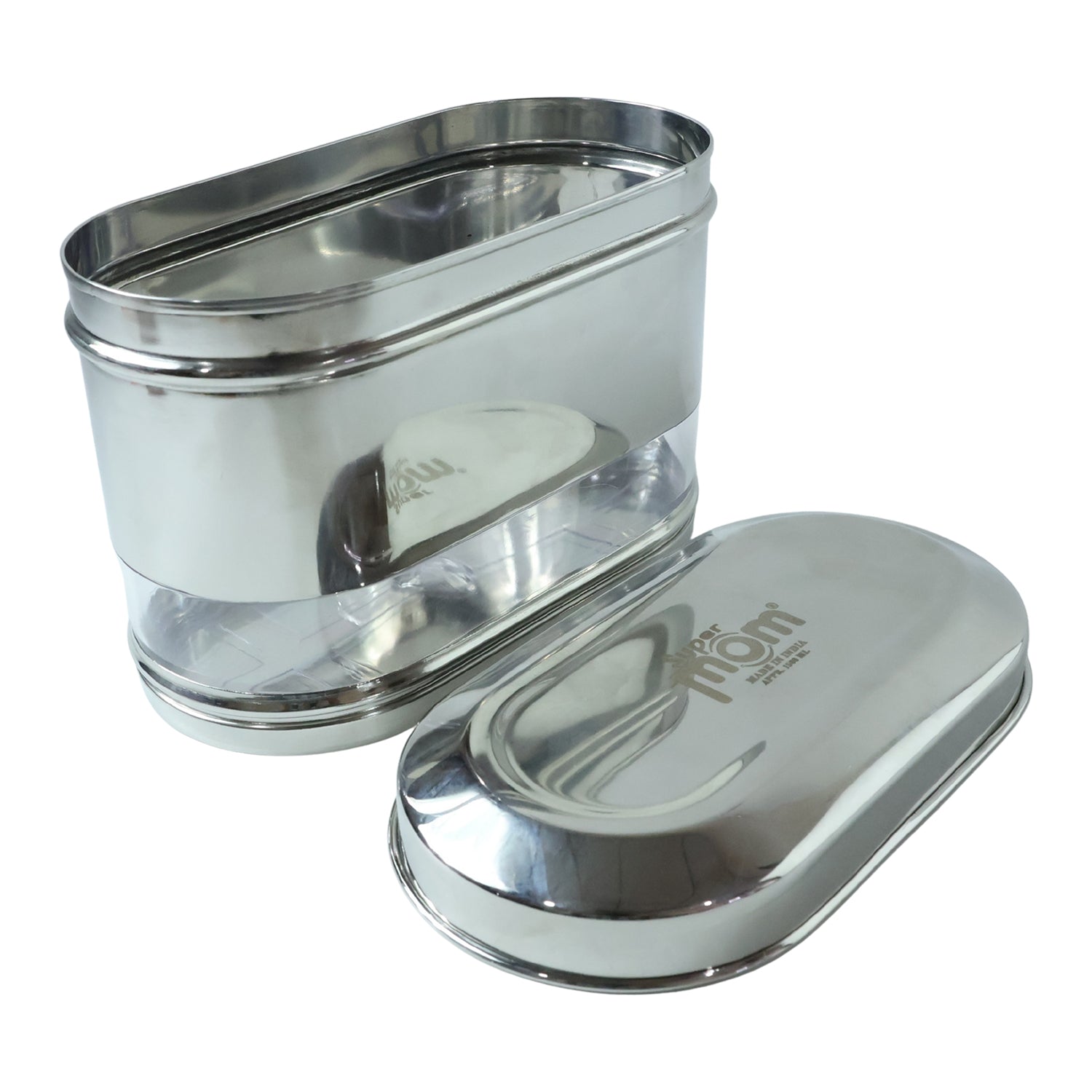 Stainless steel modular oval canister for pantry storage