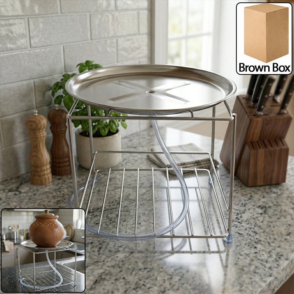 Stainless steel multipurpose kitchen utensils stand with dual-layer design