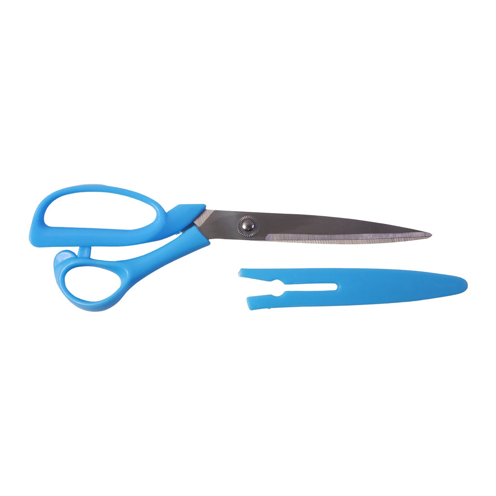 Angled view of the durable office scissors, highlighting their sleek design.