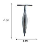 Size reference image of stainless steel coconut breaker tool