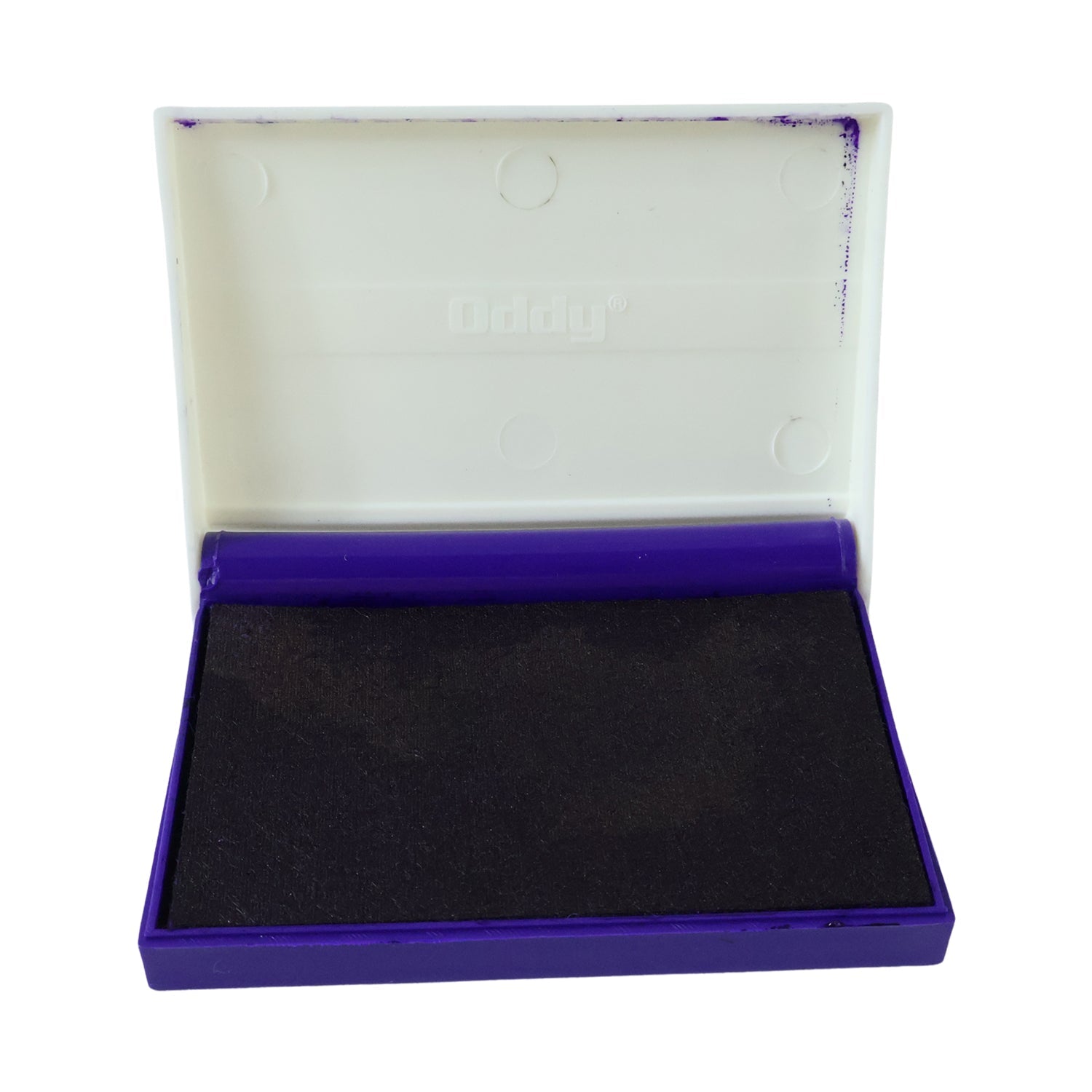 Durable ink stamp pad in casing, ensuring long-lasting performance.