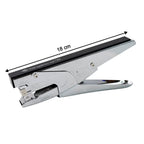 Metal plier stapler side view showing ergonomic grip