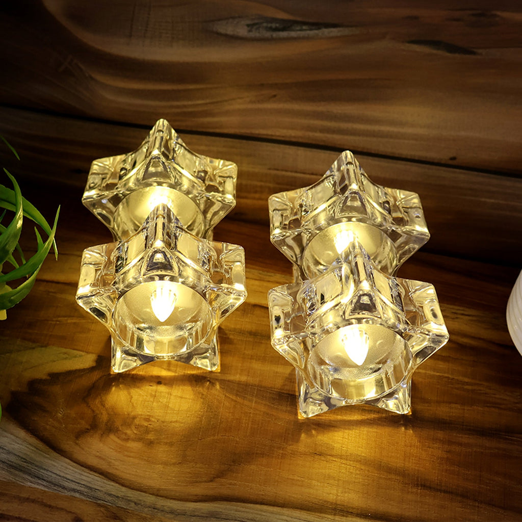 Decorative star-shaped LED candles enhancing home ambiance