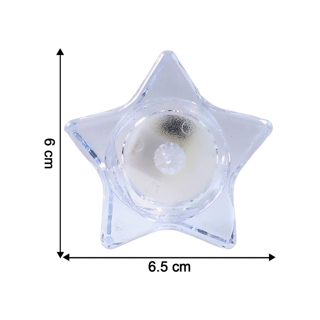 Warm flickering glow from star-shaped flameless LED candles