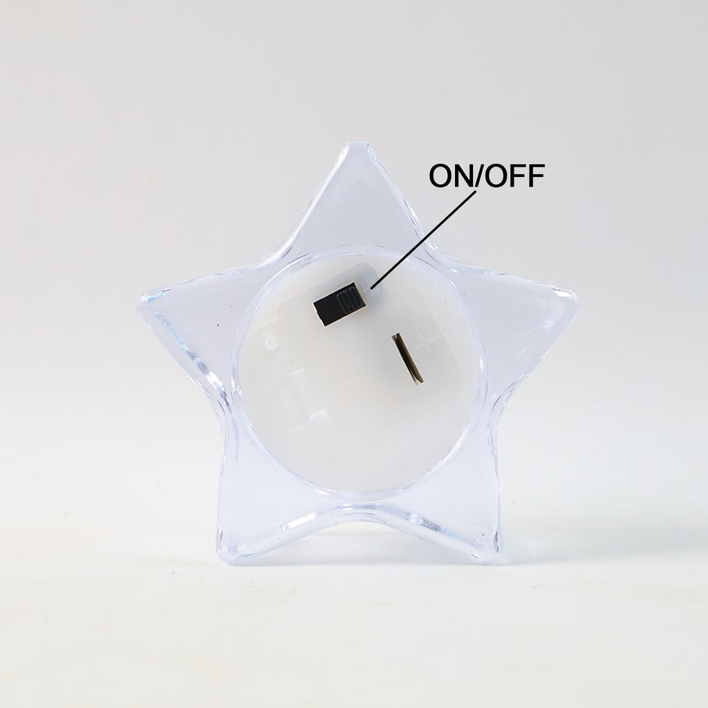 Six star-shaped LED candles creating festive decoration light