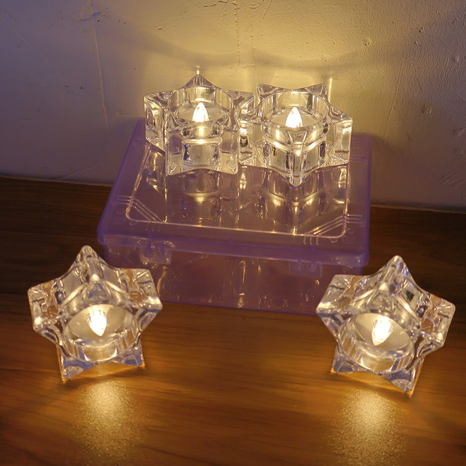 Flameless decorative LED candles shaped like stars for parties