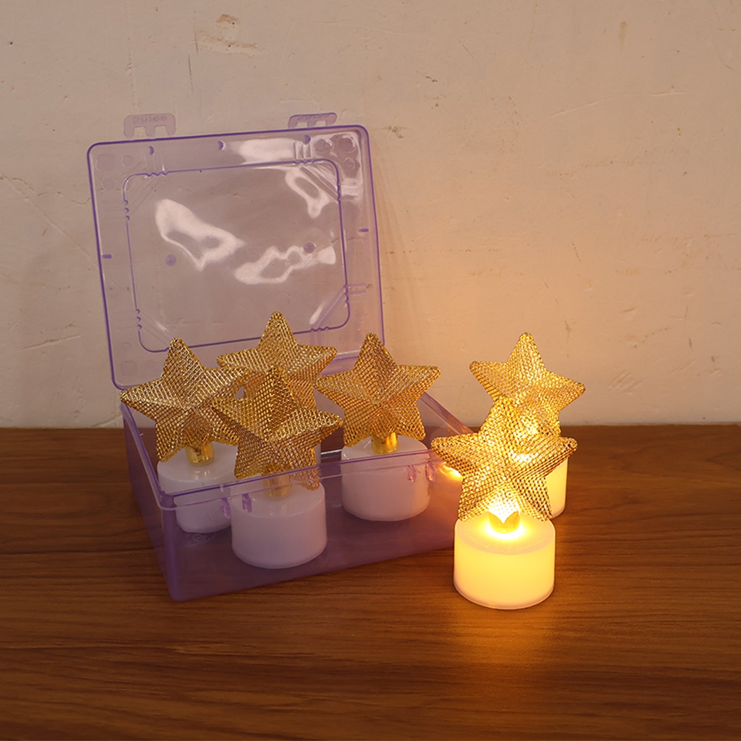 LED Star Candles glowing beautifully in festive and home decoration setup