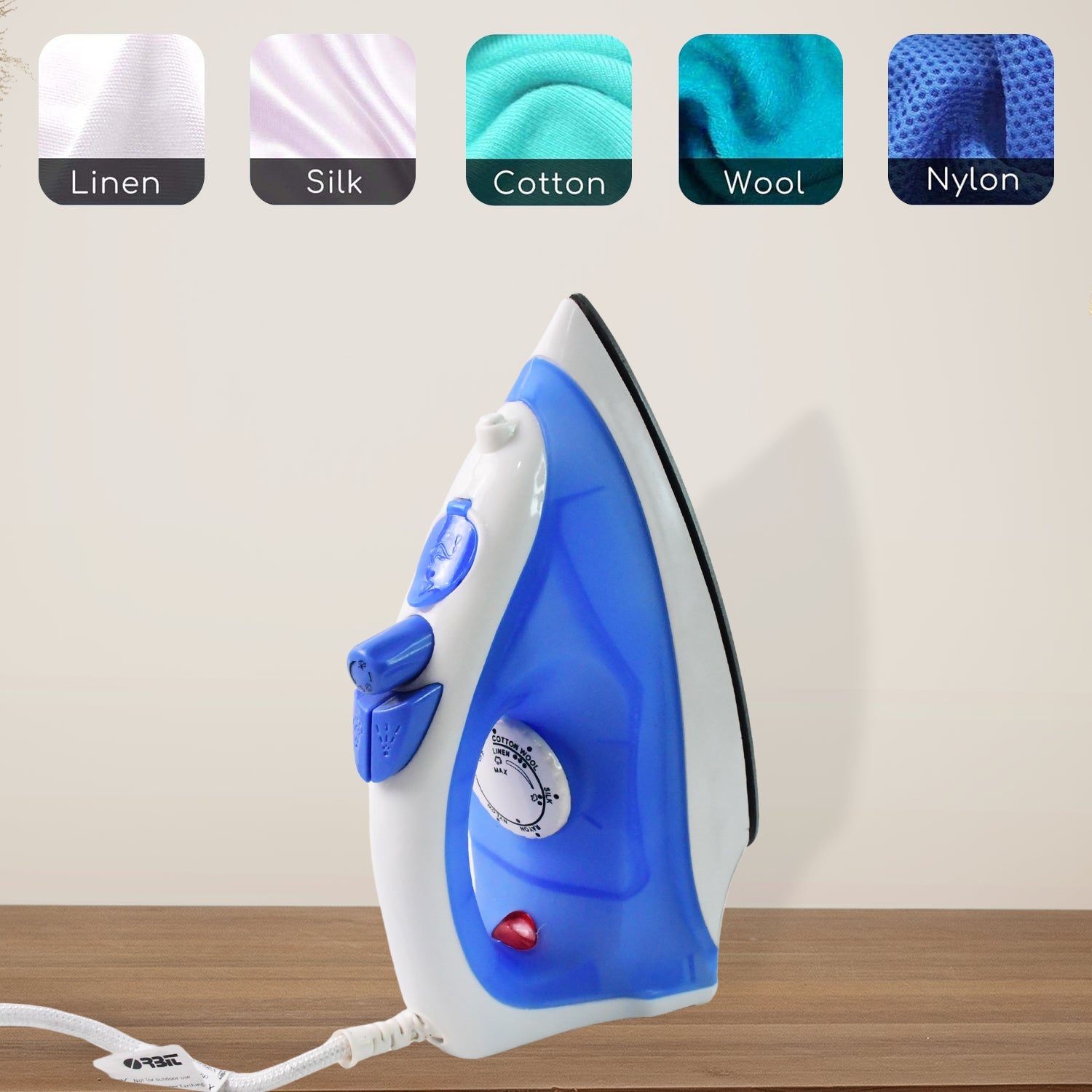 Close-up of non-stick soleplate on Orbit steam iron for smooth glide